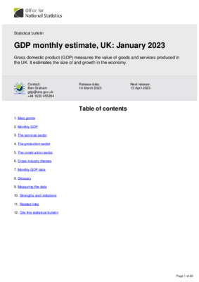 GDP monthly estimate, UK: January 2023