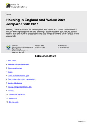 Housing in England and Wales: 2021 compared with 2011
