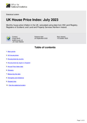 UK House Price Index: July 2023