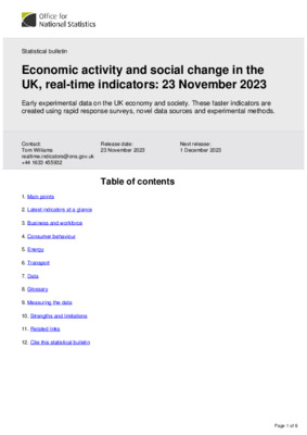 Economic activity and social change in the UK, real-time indicators: 23 November 2023
