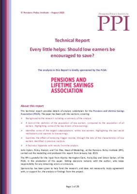 Every little helps: Should low earners be encouraged to save?