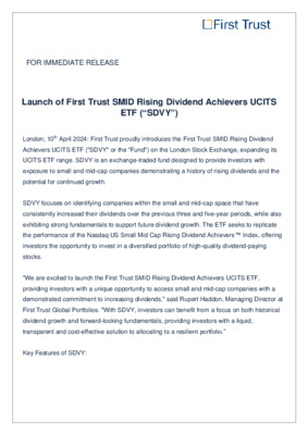 Launch First Trust SMID Rising Dividend Achievers UCITS ETF