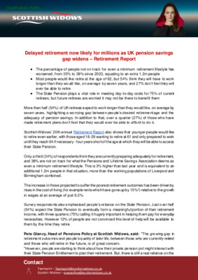 Delayed retirement now likely for millions as UK pension savings gap widens – Retirement Report
