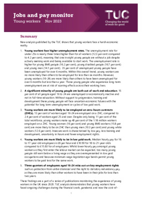 Jobs and pay monitor - young workers