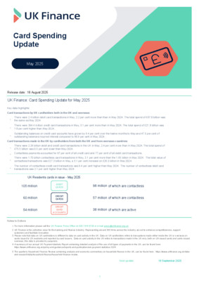 UK Finance card spending update May 2025