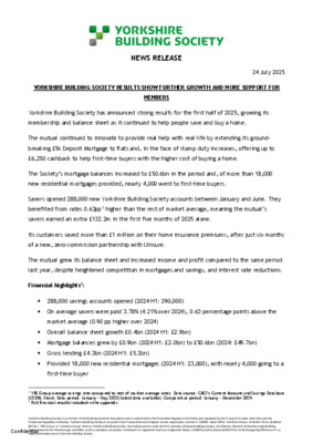 Yorkshire Building Society half-year results 2025