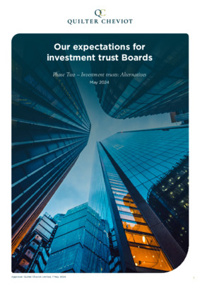 Quilter Cheviot turns focus on alternative investment trusts as part of engagement programme