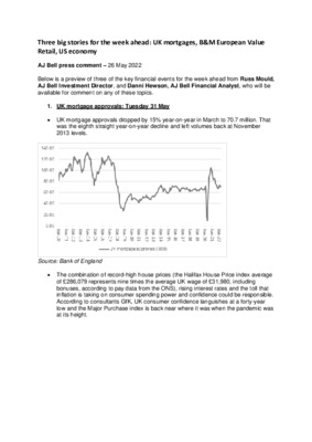 Three big stories for the week ahead: UK mortgages, B&M European Value Retail, US economy
