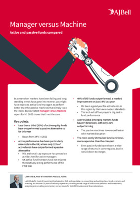 Only 30% of active equity funds beat passive alternative so far in 2022 - AJ Bell Manager vs. Machine report