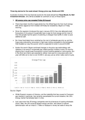 Three big stories for the week ahead: Energy price cap, Nvidia and CRH