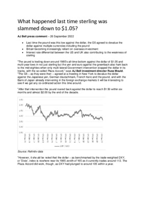 What happened last time sterling was slammed down to $1.05?