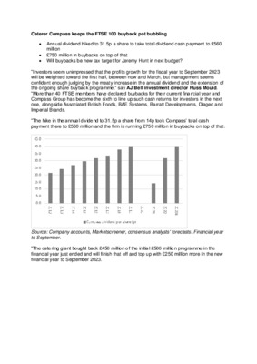 Caterer Compass keeps the FTSE 100 buyback pot bubbling