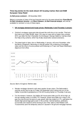 Three big stories for the week ahead: UK housing market, Next and B&M European Value Retail