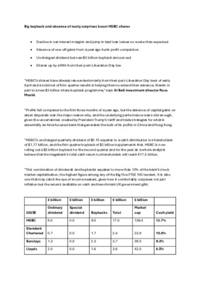 Big buyback and absence of nasty surprises boost HSBC shares