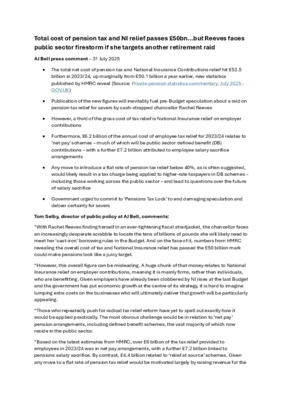 Total cost of pension tax and NI relief passes £50bn…but Reeves faces public sector firestorm if she targets another retirement raid