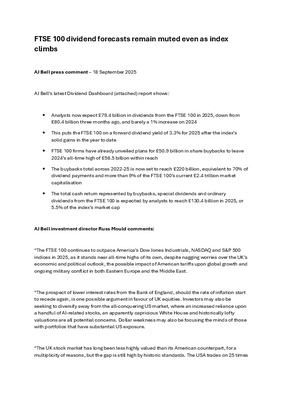 FTSE 100 dividend forecasts remain muted even as index climbs