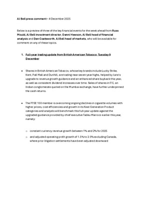 Three big stories for the week ahead: British American Tobacco, Berkeley and central bank decisions