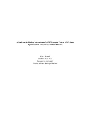 A Study on the Binding Interactions of cAMP Receptor Protein (CRP) from Mycobacterium tuberculosis with whiB1 Gene