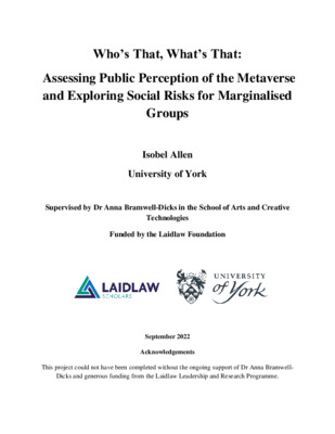 Who’s That, What’s That: Assessing Public Perception of the Metaverse and Exploring Social Risks for Marginalised Groups