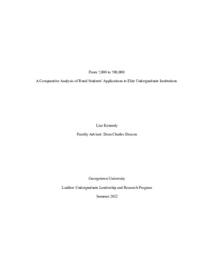 From 7,000 to 700,000: A Comparative Analysis of Rural Students’ Applications to Elite Undergraduate Institutions