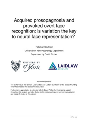 Research Report- Acquired prosopagnosia and provoked overt face recognition: is variation the key to neural face representation?