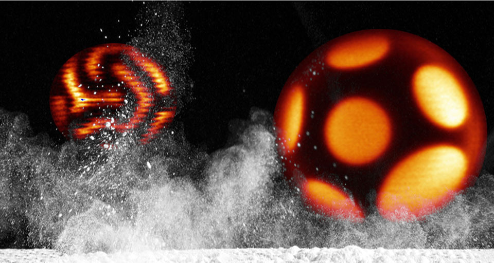 Writing on water: topology-controlled patterns on liquid droplets