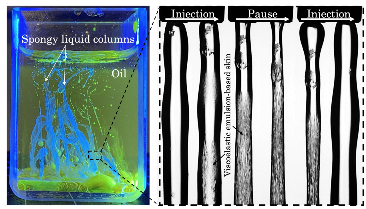 Spongy all-in-liquid materials 