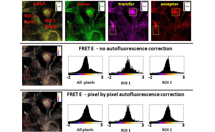 Measuring FRET on samples with high or spatially varying autofluorescence and/or low (physiological) expression level? No need to fret anymore!