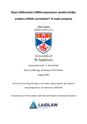Research Essay: Does differential mRNA expression predict better protein-mRNA correlation? A meta-analysis