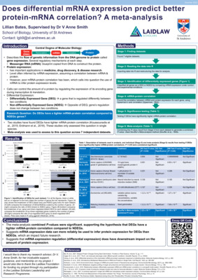 Poster: Does differential mRNA expression predict better protein-mRNA correlation? A meta-analysis  