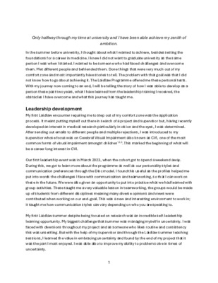 Laidlaw 2024 Leadership development reflective essay  