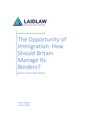The Opportunity of Immigration- Laidlaw Research Project