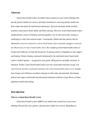 Summer One Research Paper