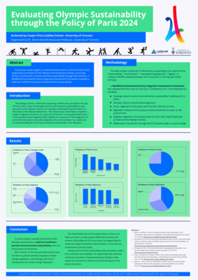 Laidlaw Summer I Research Poster - Evaluating Olympic Sustainability through the Policy of Paris 2024