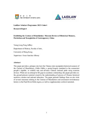 Exhibiting the Century of Humiliation: Museum Devices of Historical Memory, Patriotism and Xenophobia of Contemporary China