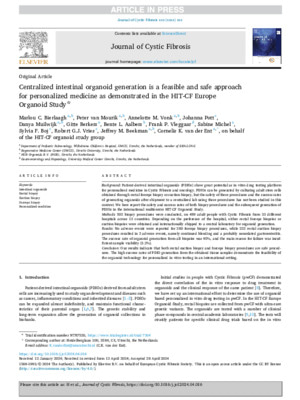 Centralized intestinal organoid generation is a feasible and safe approach for personalized medicine as demonstrated in the HIT-CF Europe Organoid Study