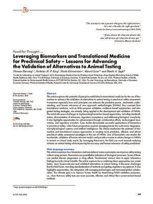 Leveraging Biomarkers and Translational Medicine for Preclinical Safety – Lessons for Advancing the Validation of Alternatives to Animal Testing