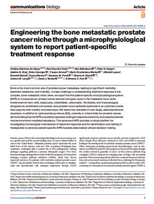 Engineering the bone metastatic prostate cancer niche through a microphysiological system to report patient-specific treatment response