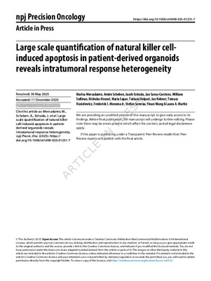 Large scale quantification of natural killer cell-induced apoptosis in patient-derived organoids reveals intratumoral response heterogeneity