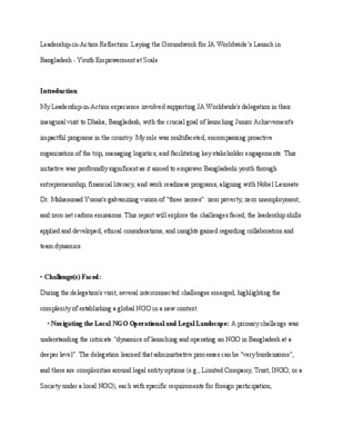 Leadership-in-Action Reflection: Laying the Groundwork for JA Worldwide’s Launch in Bangladesh - Youth Empowerment at Scale