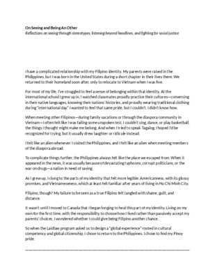 On Seeing and Being An Other