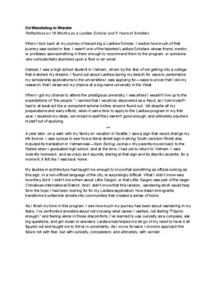 On Wandering in Wonder