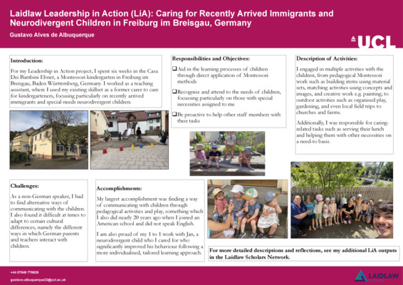 Laidlaw Leadership in Action: Caring for Recently Arrived Immigrants and Neurodivergent Children in Freiburg im Breisgau, Germany