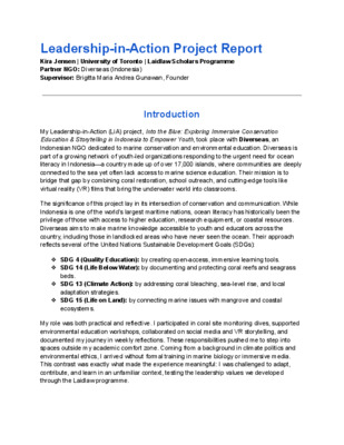 Kira Jensen: Leadership-in-Action Project Report