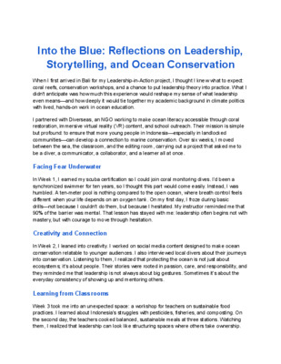 Kira Jensen: Leadership-in-Action Reflection