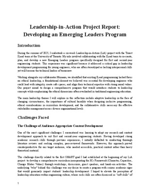 Leadership-in-Action Project Report: Developing an Emerging Leaders Program