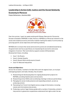 LiA Reflection -  Justice and the Social Solidarity Economy in Morocco