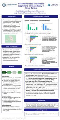 Poster on constraints faced by domestic suppliers to mining industry in Kitwe, Zambia