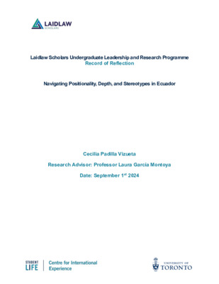 Laidlaw Scholar Summer Reflection - Cecilia Padilla Vizueta