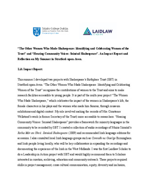 LiA Impact Report and Reflection 